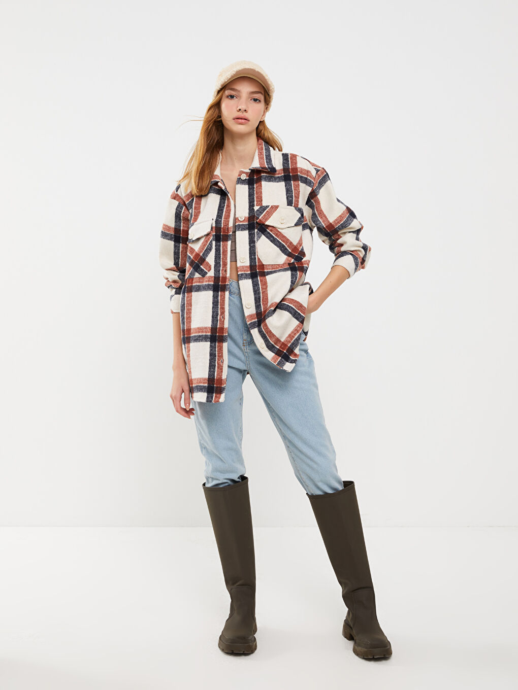 Женщины Коричневый Верхняя рубашка-2