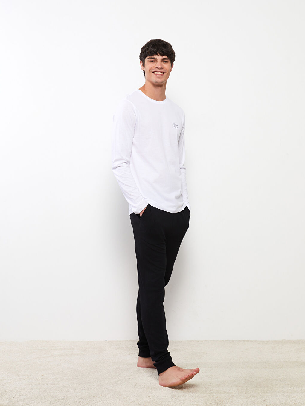 Siyah Standart Kalıp Erkek Jogger Pijama Alt