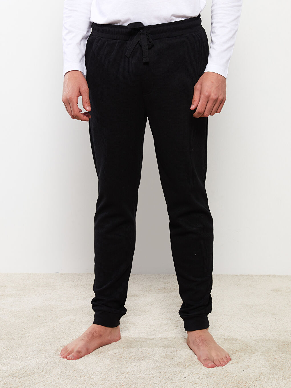 Siyah Standart Kalıp Erkek Jogger Pijama Alt-3