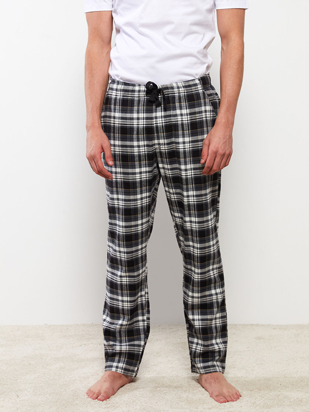 Мужские пижамные брюки в клетку стандартного кроя-3