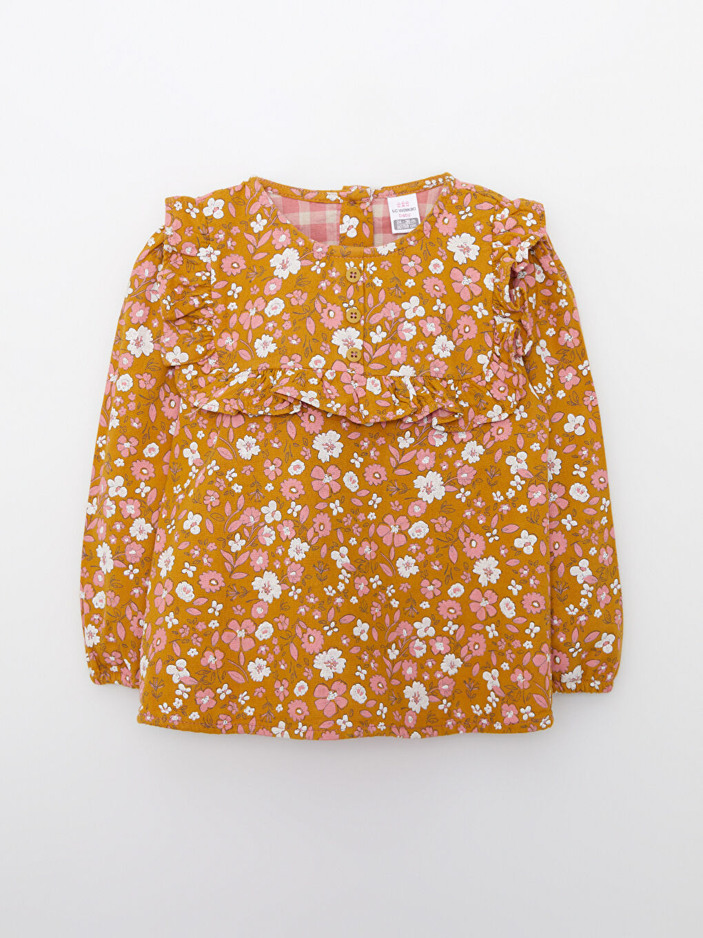 Crew Neck Long Sleeve Printed Cotton Baby Girl Blouse