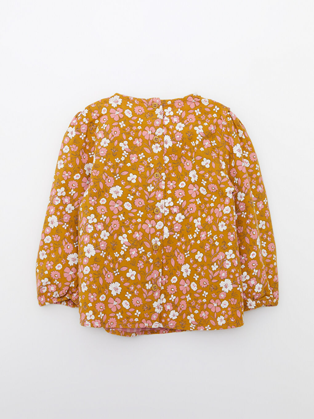 Crew Neck Long Sleeve Printed Cotton Baby Girl Blouse-1