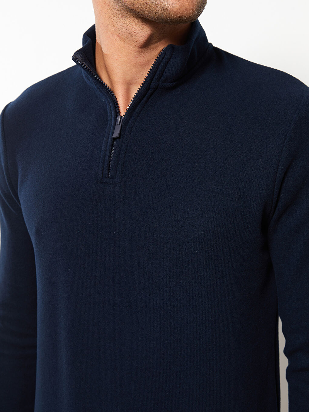 Zippered Funnel Neck Long Sleeve Men's Sweatshirt-3