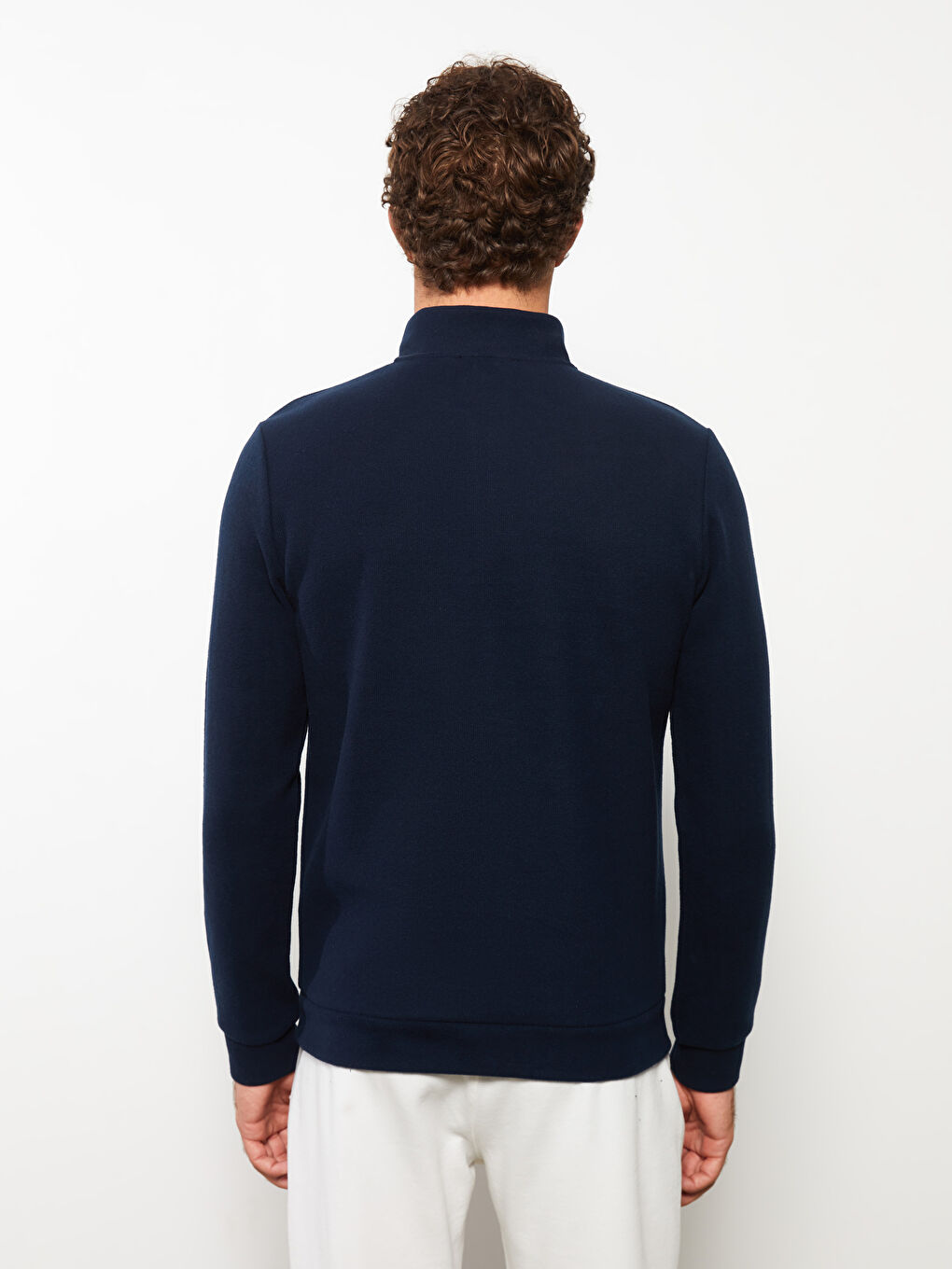 Zippered Funnel Neck Long Sleeve Men's Sweatshirt-4