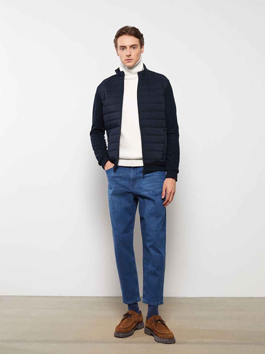 Relaxed Fit Funnel Neck Men's Coat-1