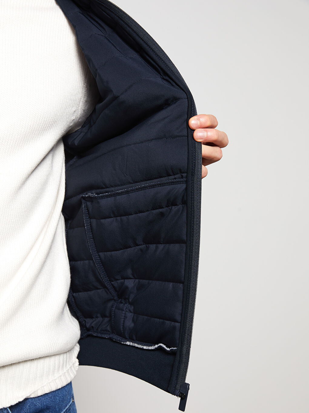 Relaxed Fit Funnel Neck Men's Coat-3