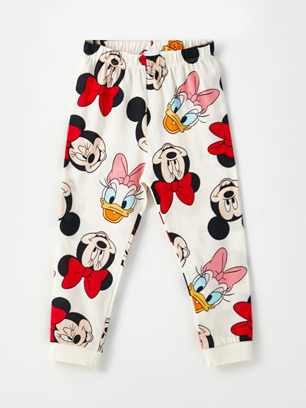 Crew Neck Long Sleeve Minnie Mouse Printed Cotton Baby Girl Pajamas Set-2