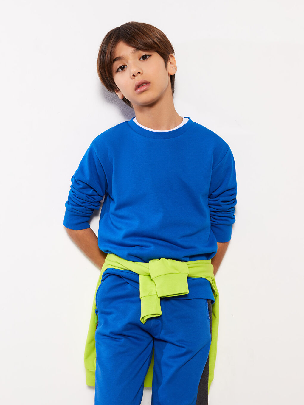 Mavi Bisiklet Yaka Basic Uzun Kollu Erkek Çocuk Sweatshirt