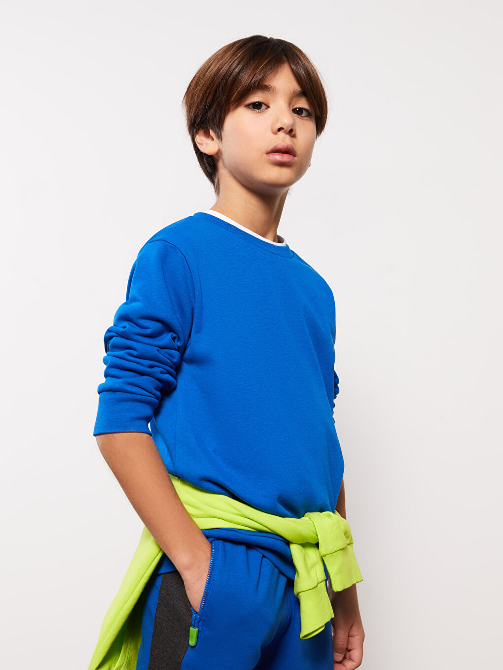 Mavi Bisiklet Yaka Basic Uzun Kollu Erkek Çocuk Sweatshirt-1