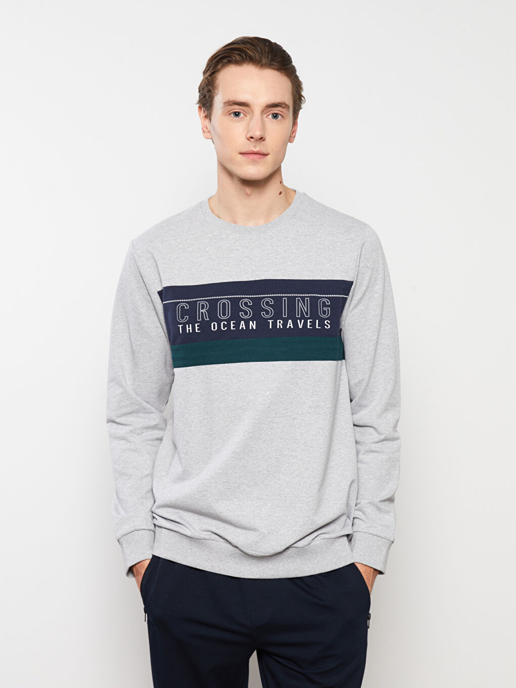 Crew Neck Long Sleeve Printed Men's Sweatshirt-1