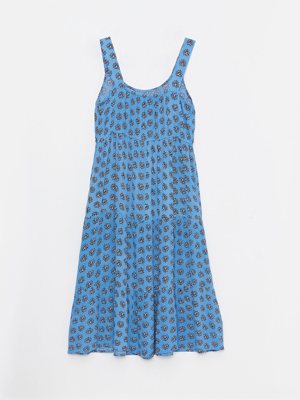 U Neck Patterned Strappy Viscose Women's Dress-6