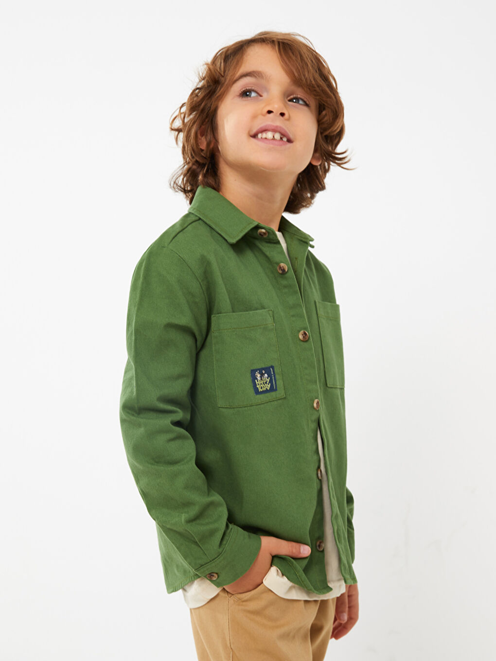 LCW Kids Basic Long Sleeve Twill Boys' Shirt -W2CD75Z4-H7P