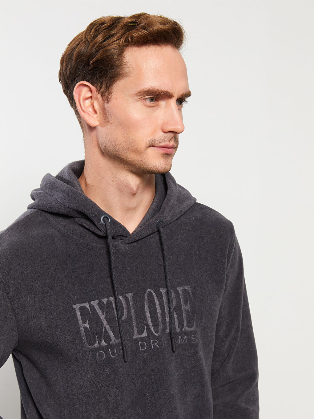 Uzun Kollu Baskılı Erkek Hoodie-2