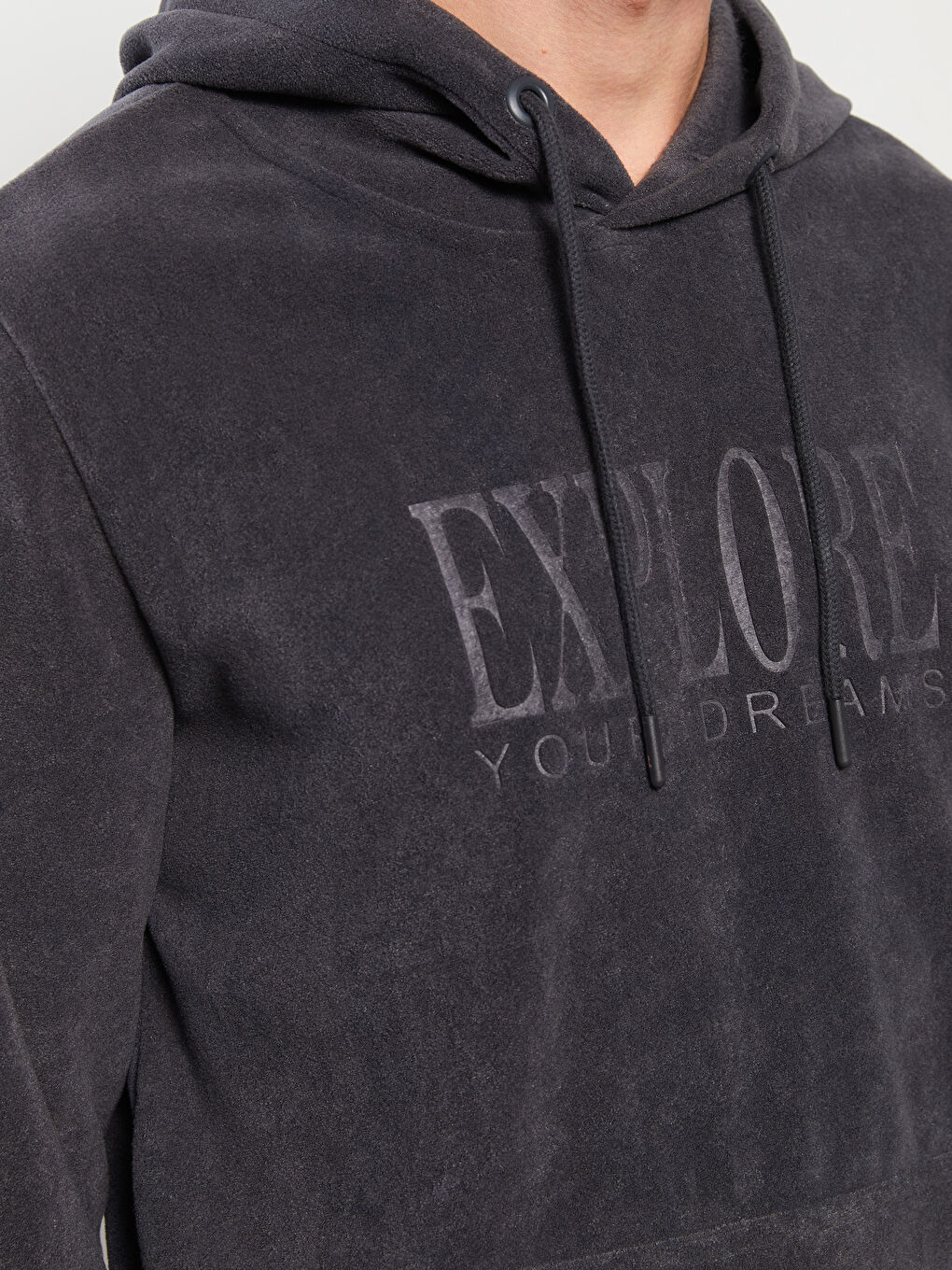 Uzun Kollu Baskılı Erkek Hoodie-3