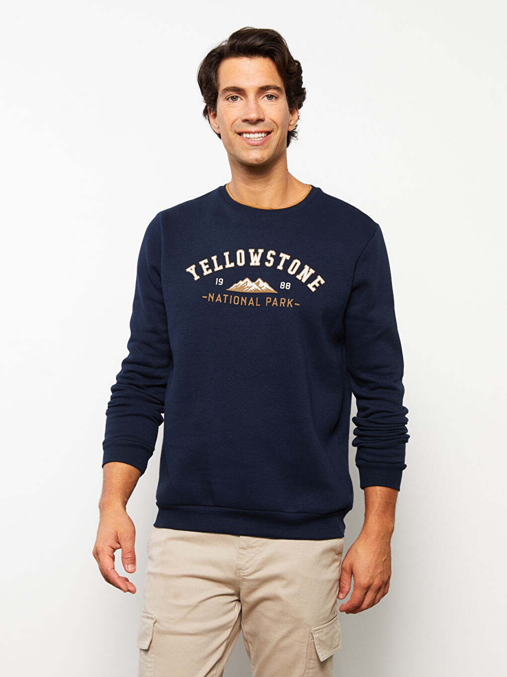 Crew Neck Printed Men's Thick Sweatshirt-2