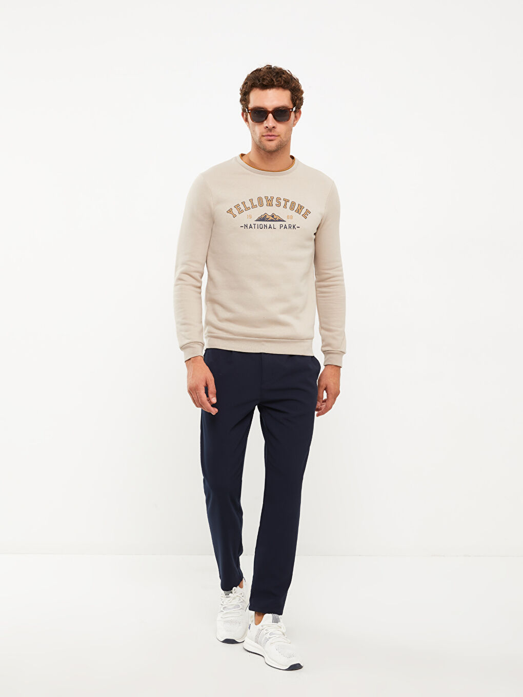 Crew Neck Printed Men's Thick Sweatshirt-2