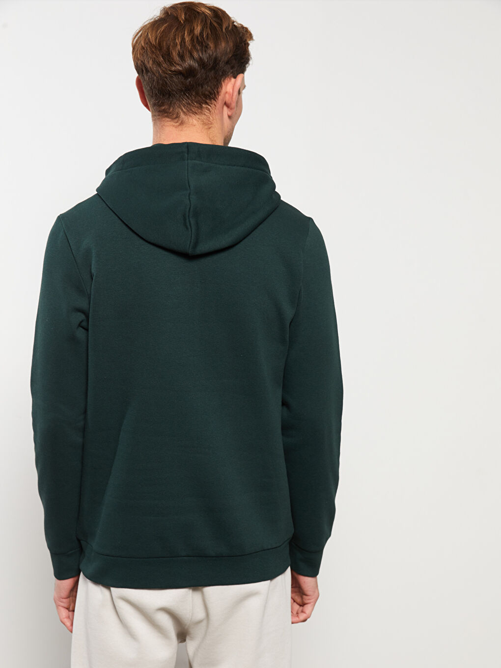 Yeşil Uzun Kollu Baskılı Erkek Kalın Hoodie-4