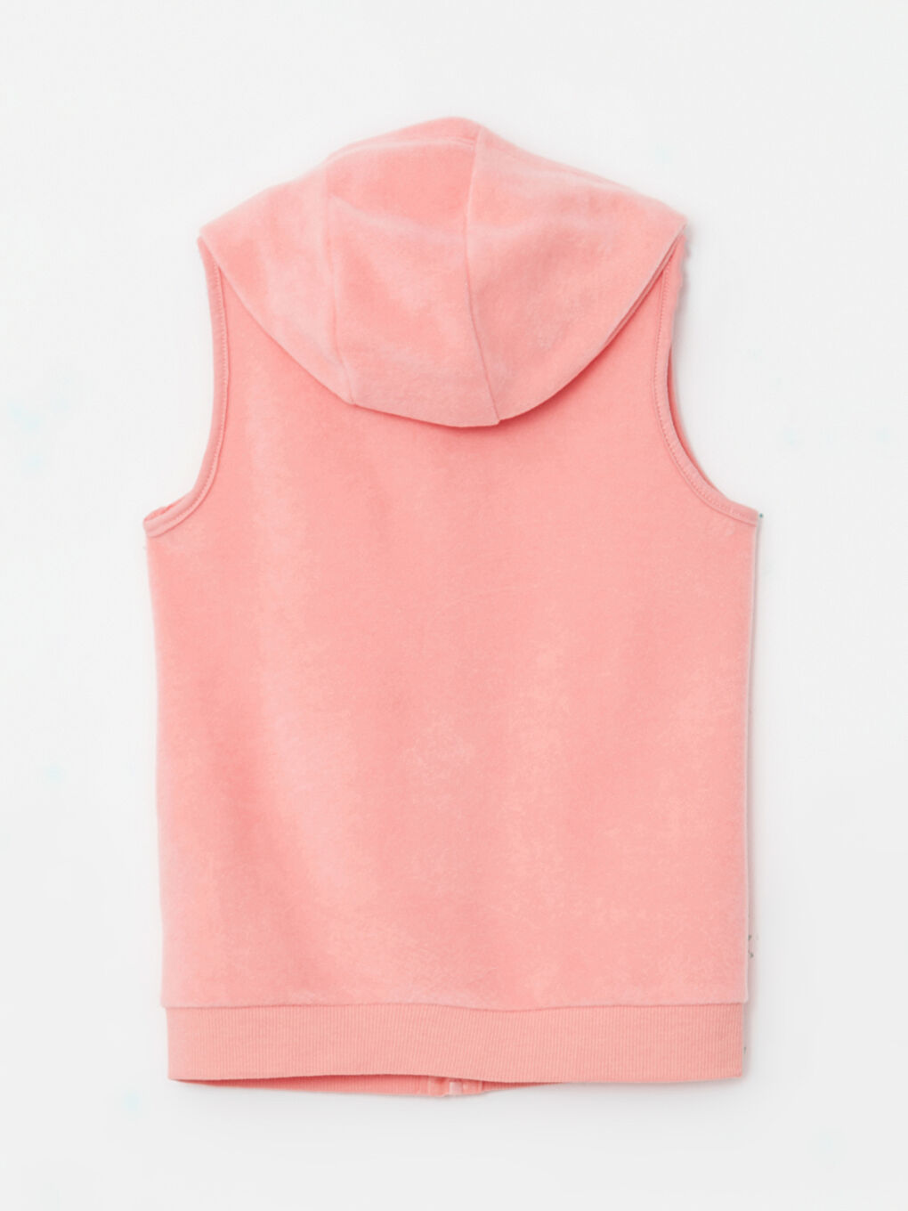 Mercan Kapüşonlu Nakışlı Polar Kız Çocuk Fermuarlı Yelek-1