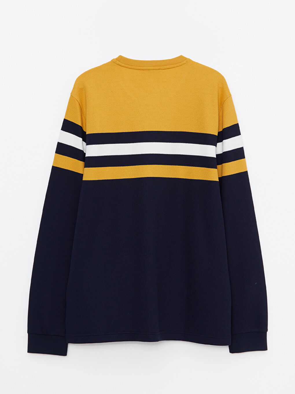 LCWAIKIKI Classic Crew Neck Long Sleeve Striped Pique Men's T-Shirt -W2CE00Z8-LKH