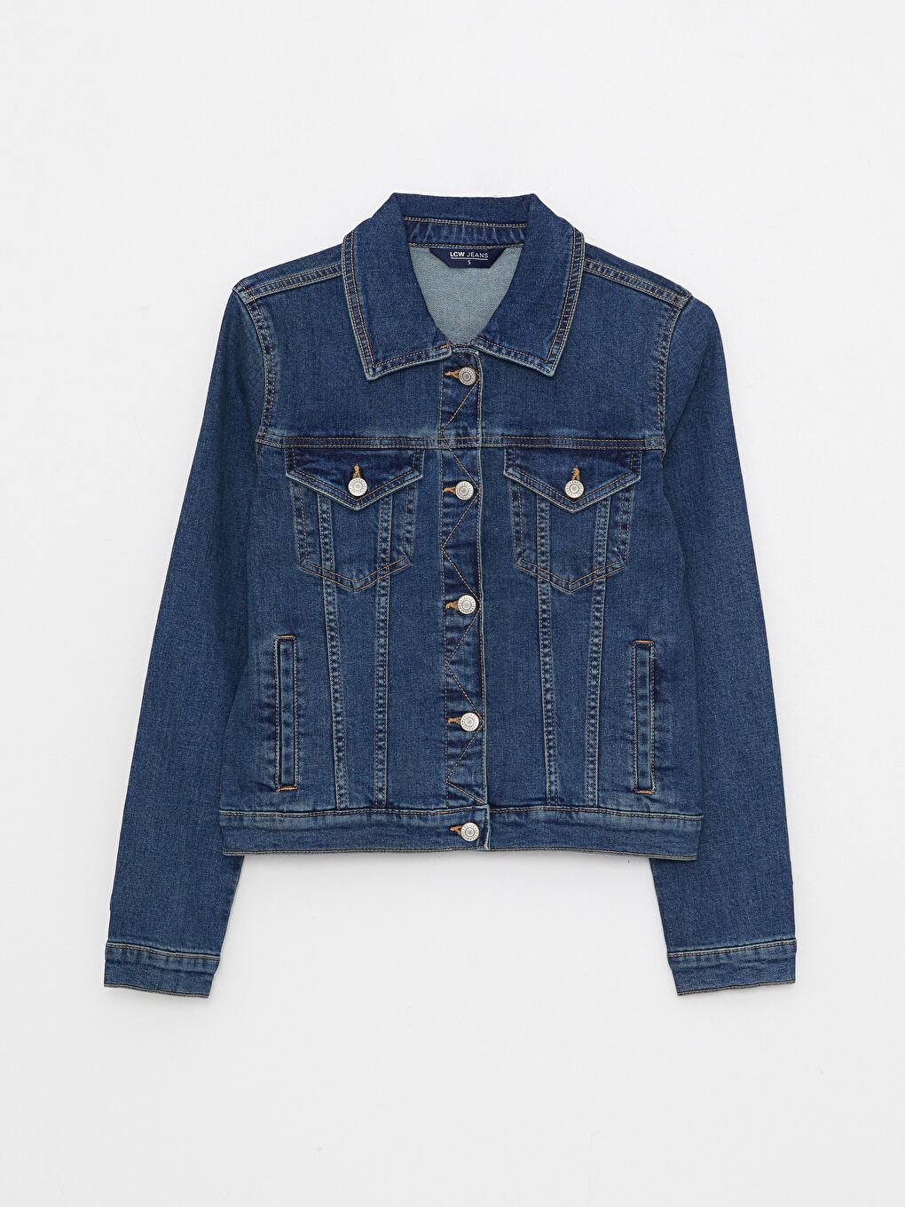 İndigo Gömlek Yaka Kadın Jean Ceket-4