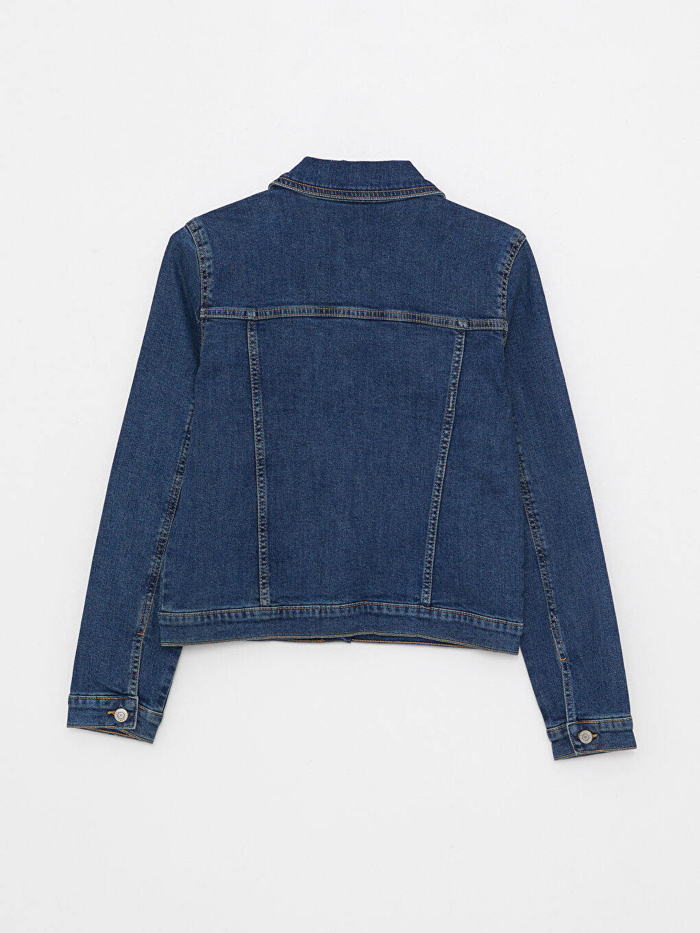 İndigo Gömlek Yaka Kadın Jean Ceket-5