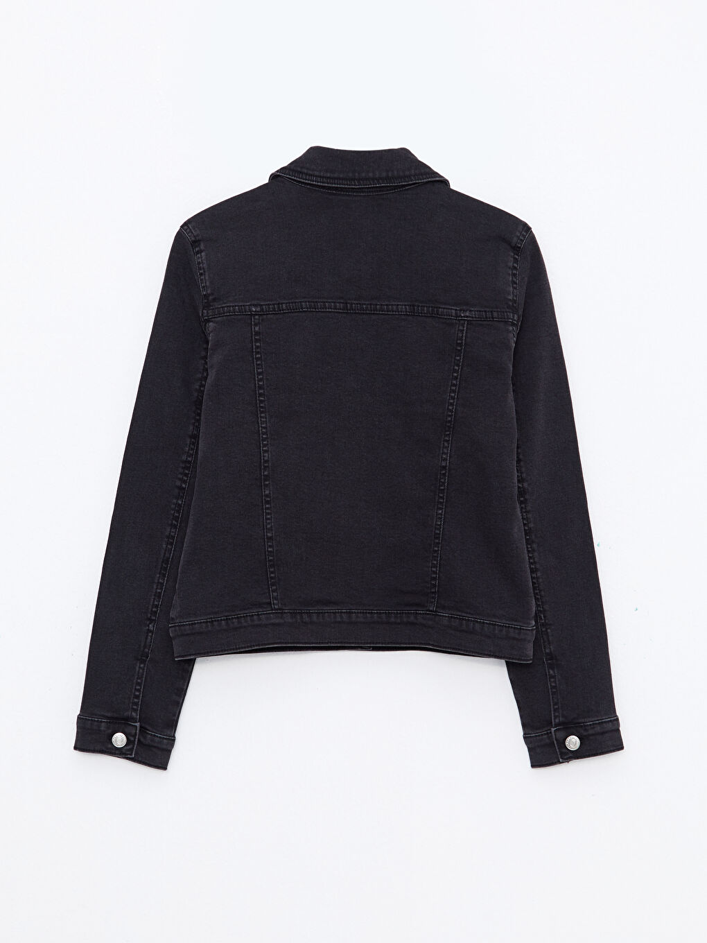 Siyah Gömlek Yaka Kadın Jean Ceket-6