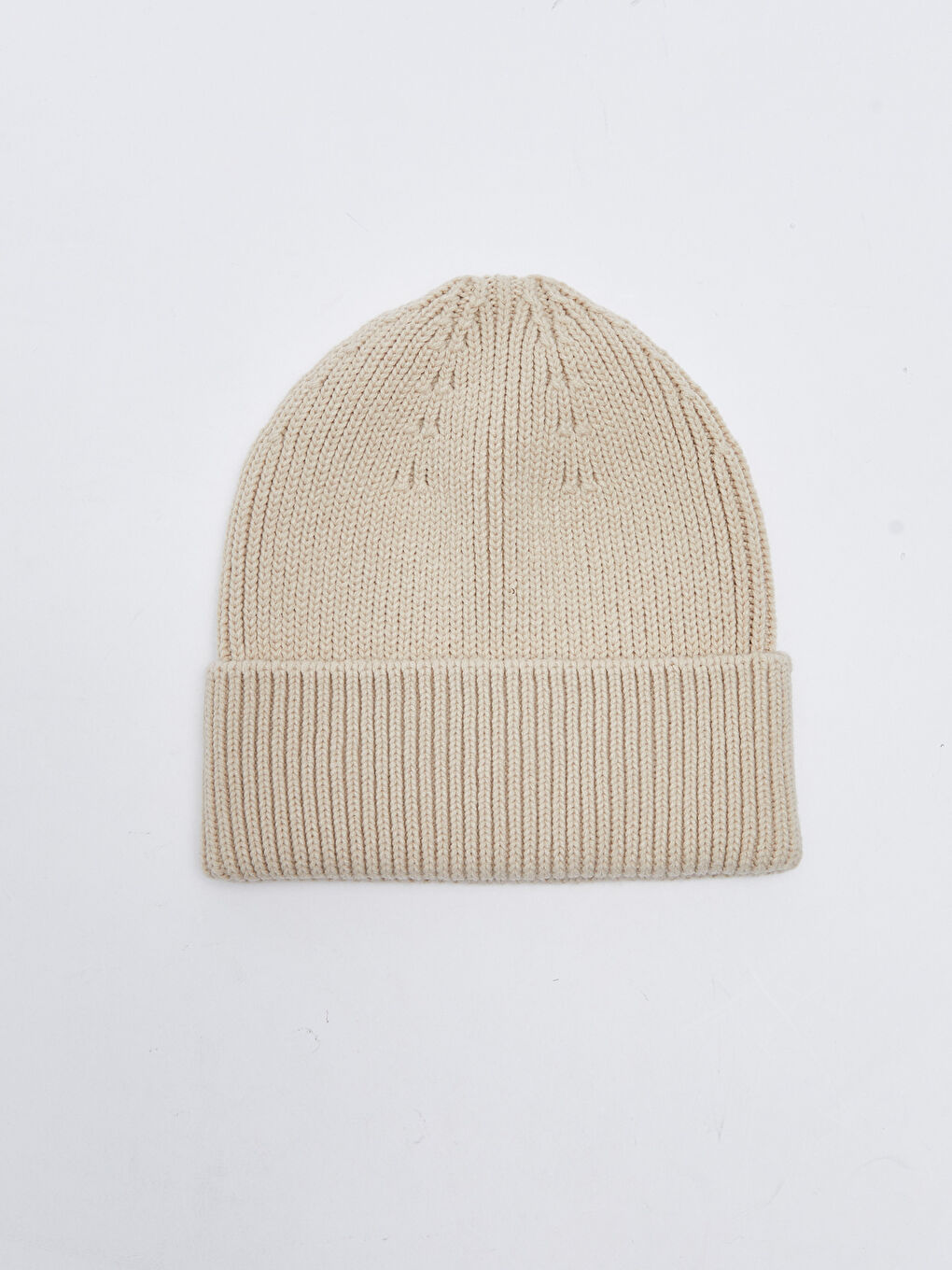 Bej Kadın Düz Triko Bere-3