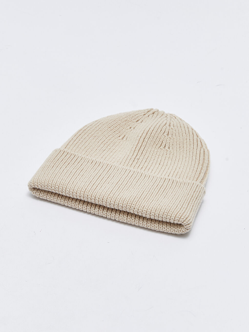 Bej Kadın Düz Triko Bere-4