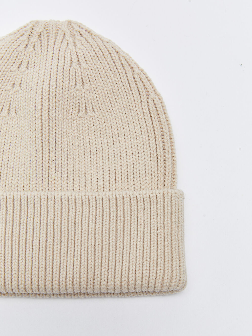 Bej Kadın Düz Triko Bere-5