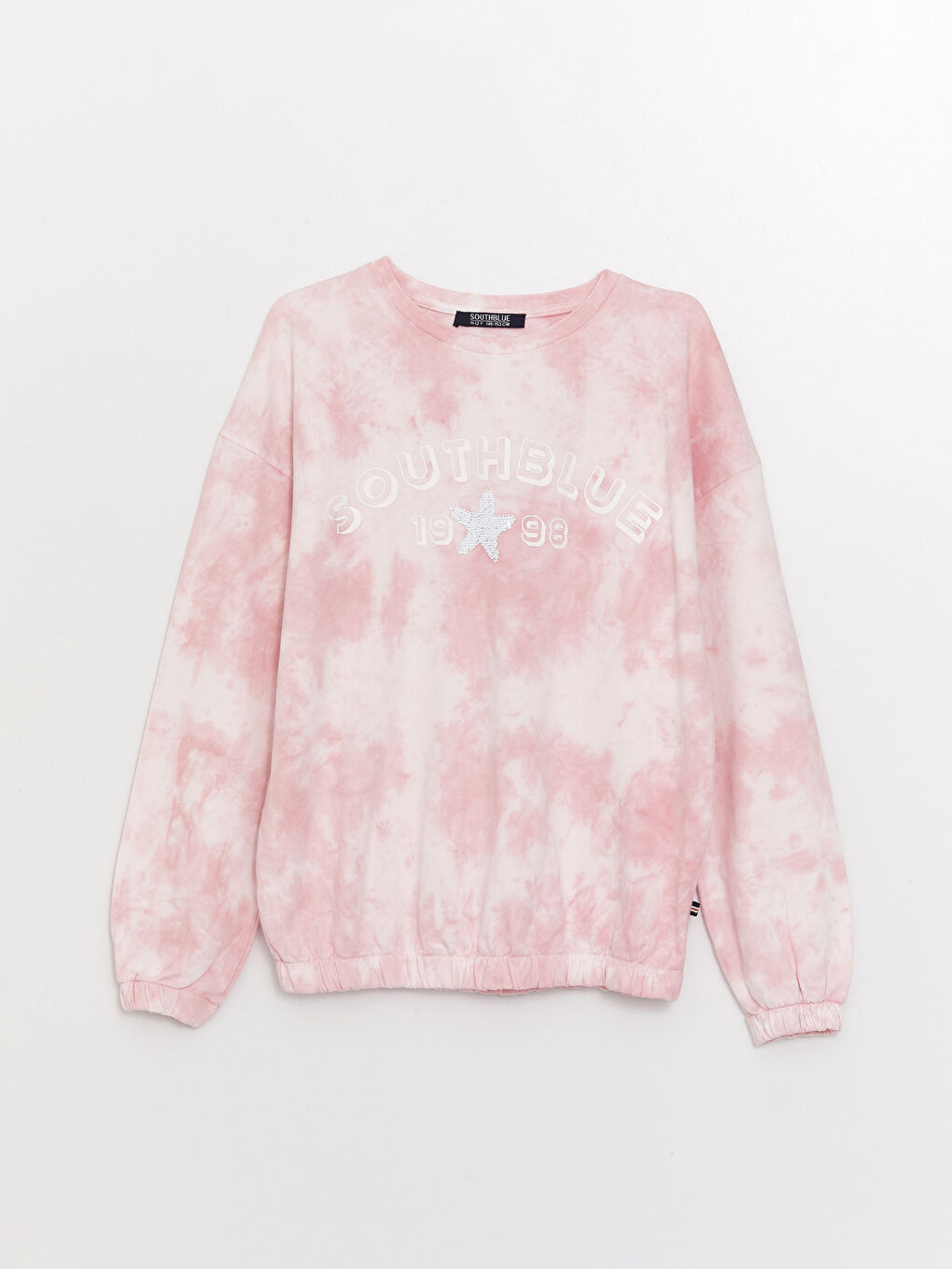 Pembe Bisiklet Yaka Çift Yönlü Payetli Uzun Kollu Kız Çocuk Sweatshirt-1