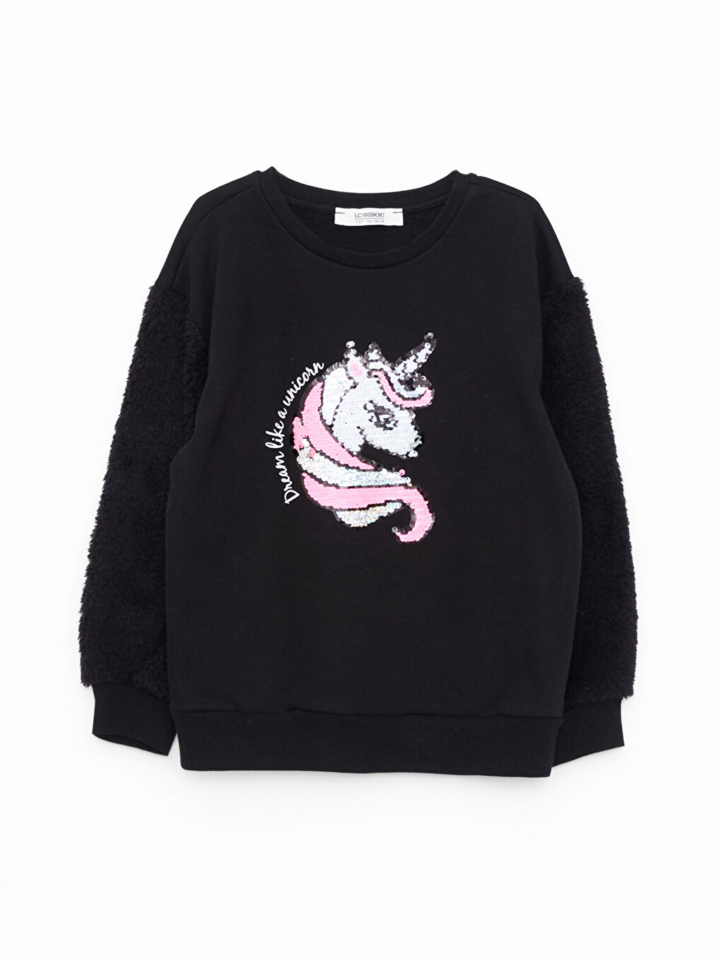LCW Kids Crew Neck Sequin Long Sleeve Girl Sweatshirt -W2CE10Z4-CVL