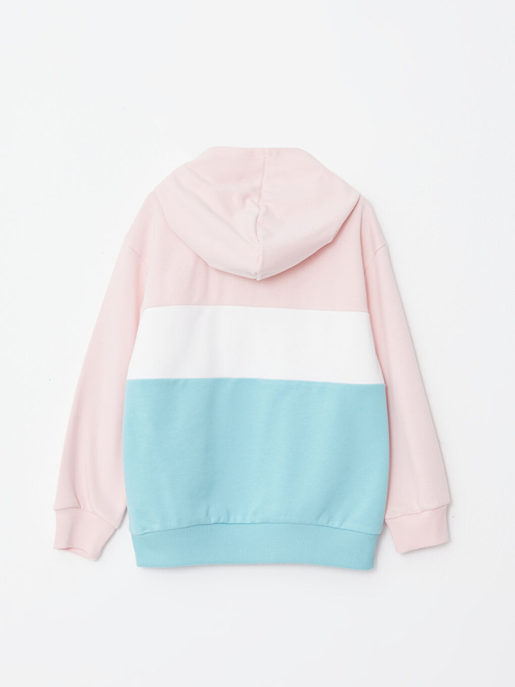 Pembe Kapüşonlu Baskılı Uzun Kollu Kız Çocuk Sweatshirt-1