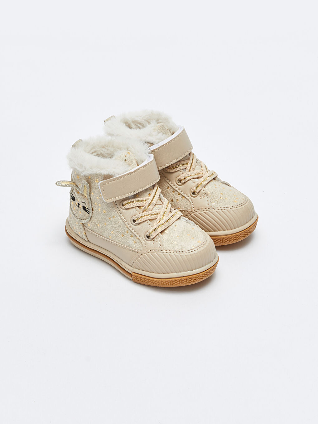 Bej Bağcık ve Cırt Cırtlı Bilek Boy Kız Bebek Spor Ayakkabı-4