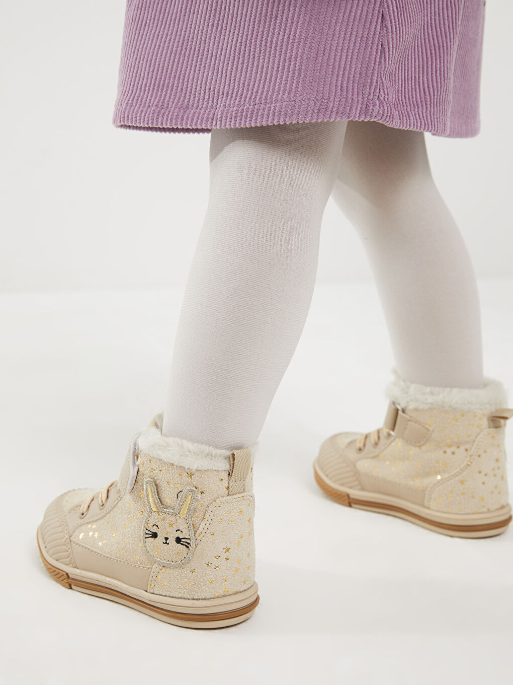 Bej Bağcık ve Cırt Cırtlı Bilek Boy Kız Bebek Spor Ayakkabı-2