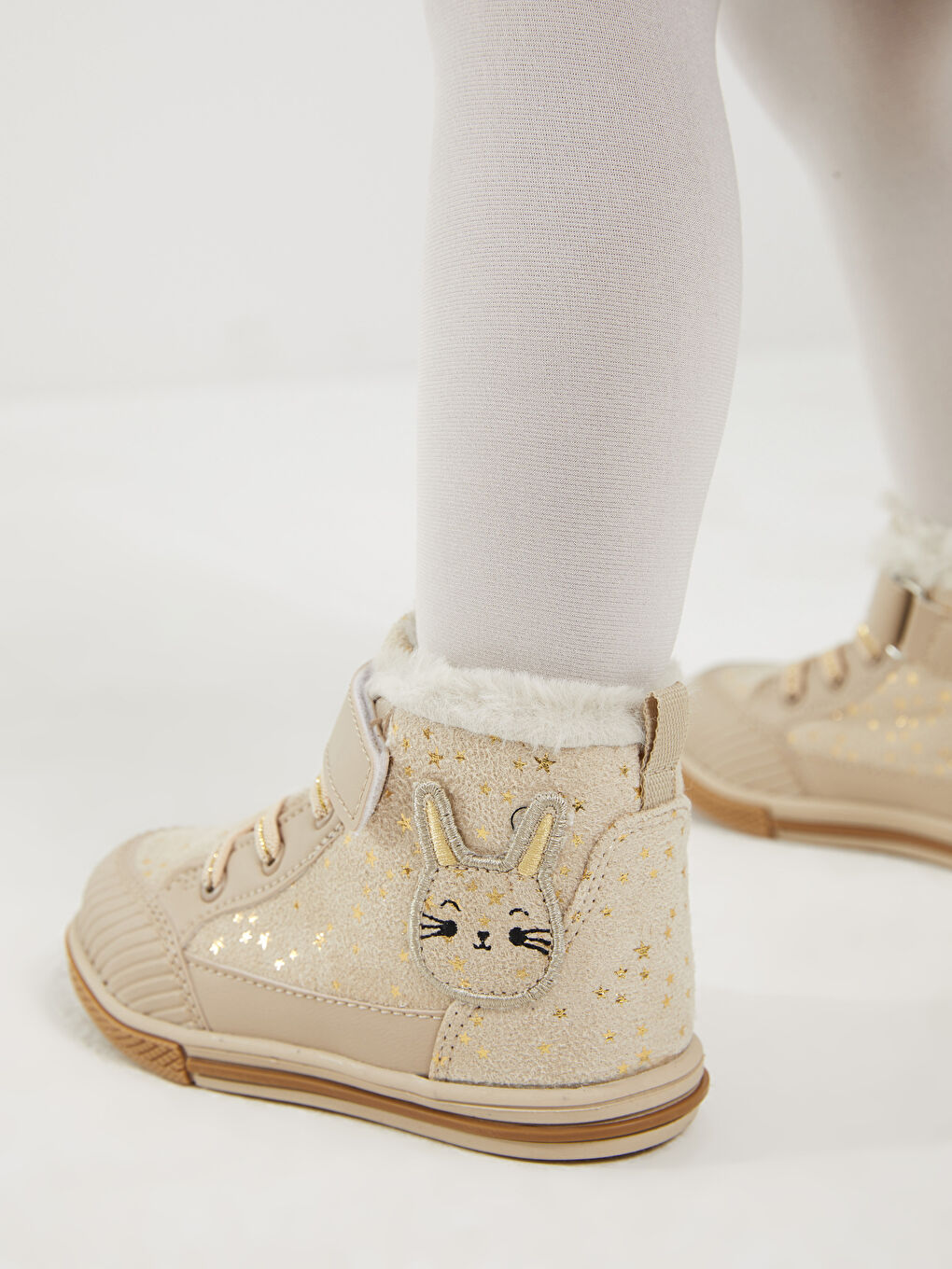 Bej Bağcık ve Cırt Cırtlı Bilek Boy Kız Bebek Spor Ayakkabı-3