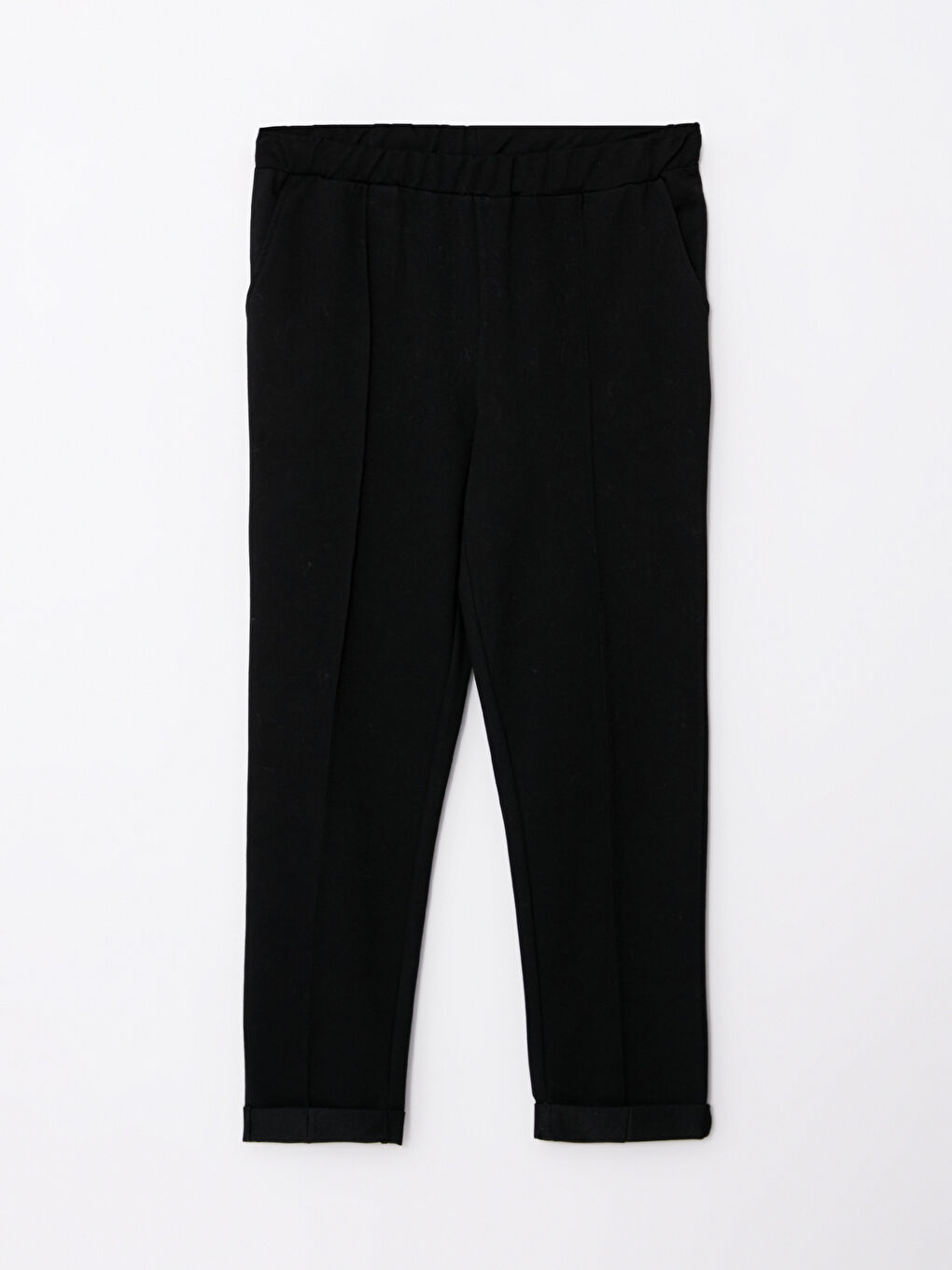 Siyah Kadın Beli Lastikli Düz Eşofman Altı-5