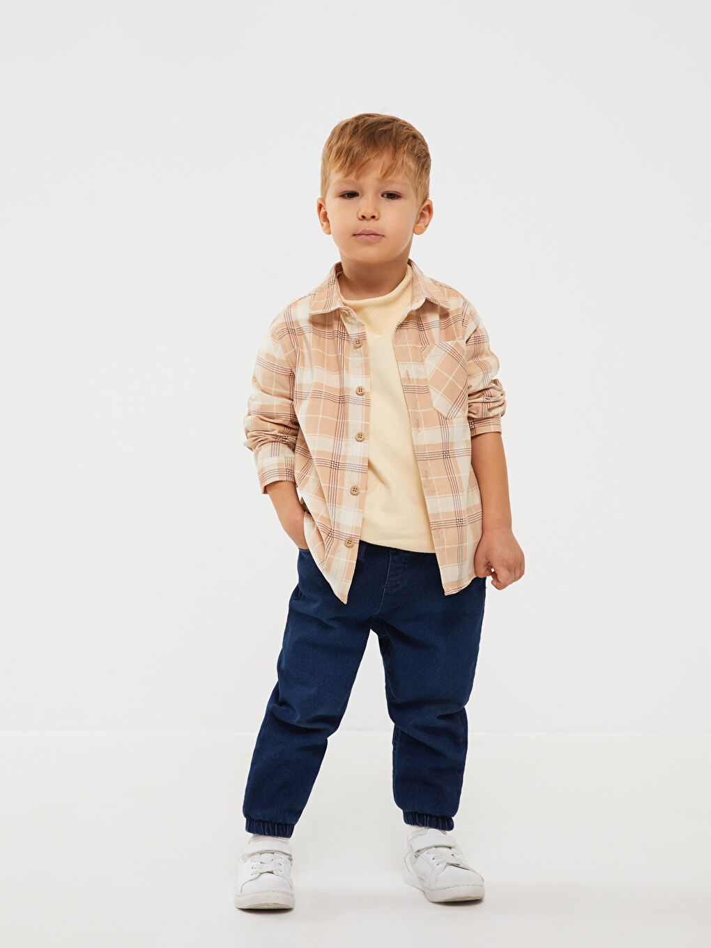 Long Sleeve Checked Velvet Baby Boy Shirt -W2CE57Z1-LKQ