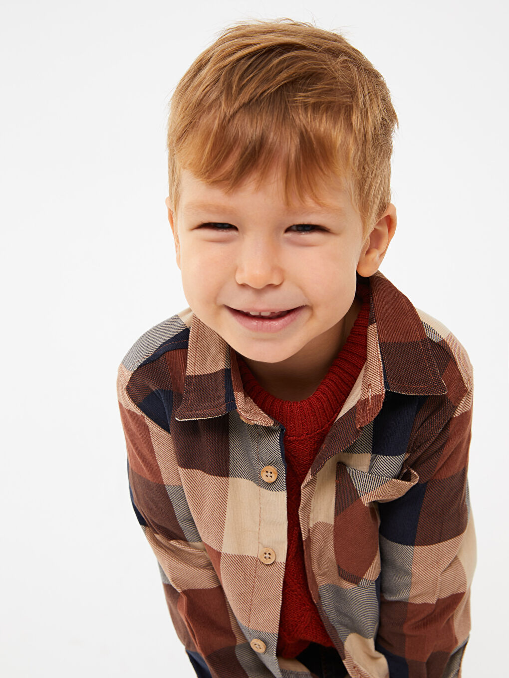 Long Sleeve Checked Velvet Baby Boy Shirt-2