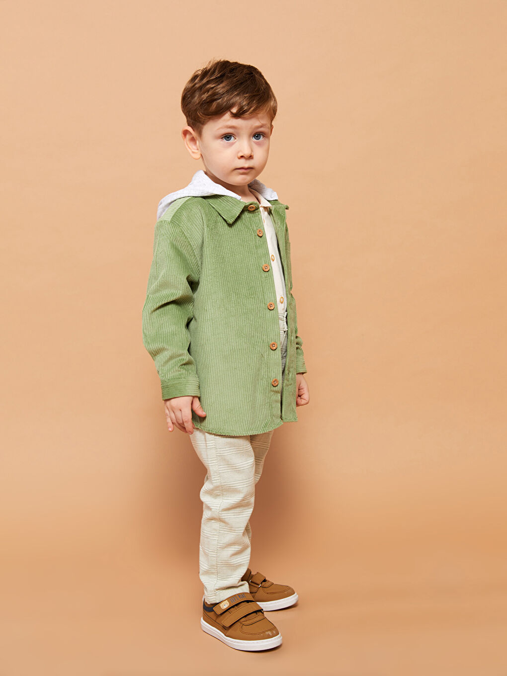 Hooded Long Sleeve Basic Baby Boy Velvet Shirt