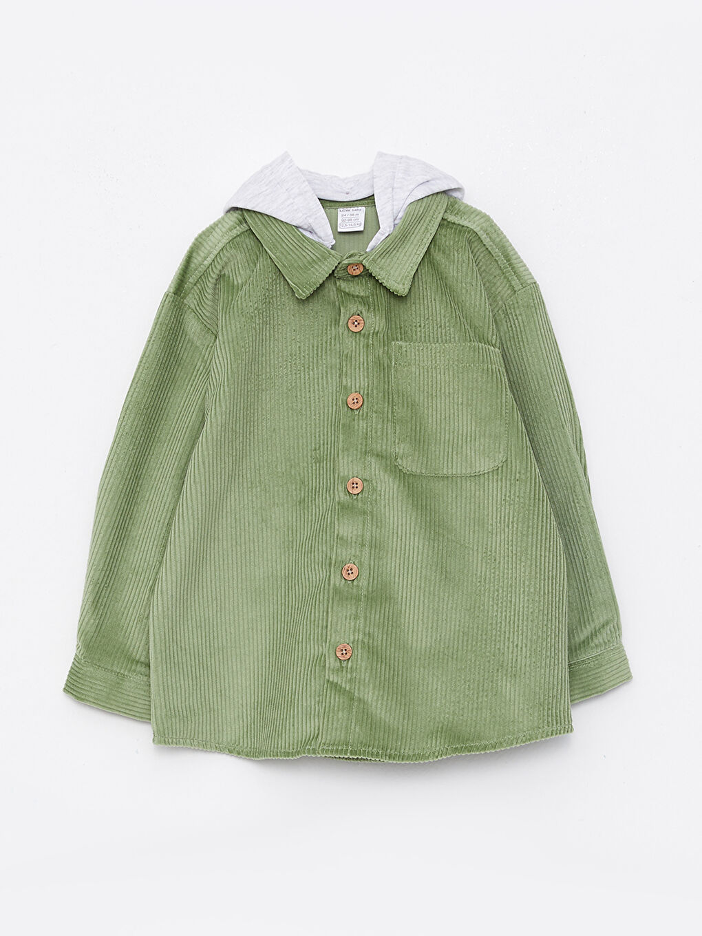 Hooded Long Sleeve Basic Baby Boy Velvet Shirt-3