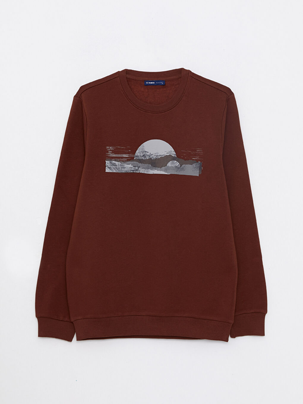 Crew Neck Printed Men's Thick Sweatshirt-5