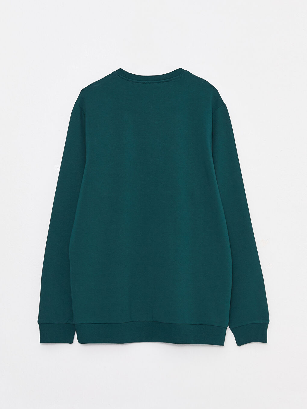 Yeşil Bisiklet Yaka Uzun Kollu Desenli Erkek Sweatshirt-6