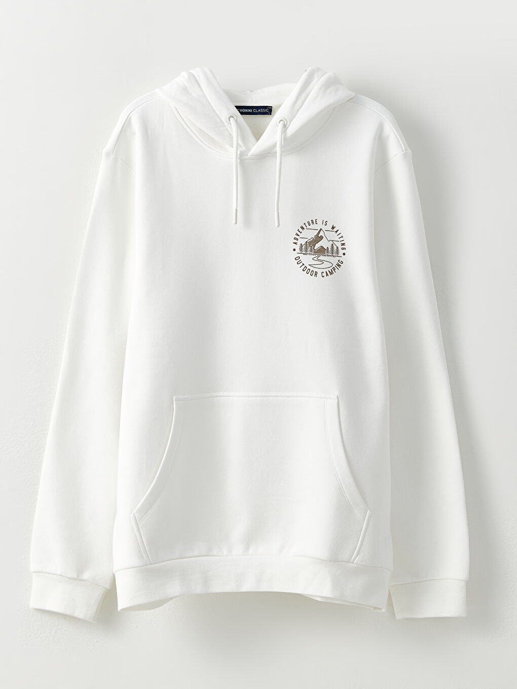 LCWAIKIKI Classic Ekru Uzun Kollu Baskılı Erkek Kalın Hoodie - 5