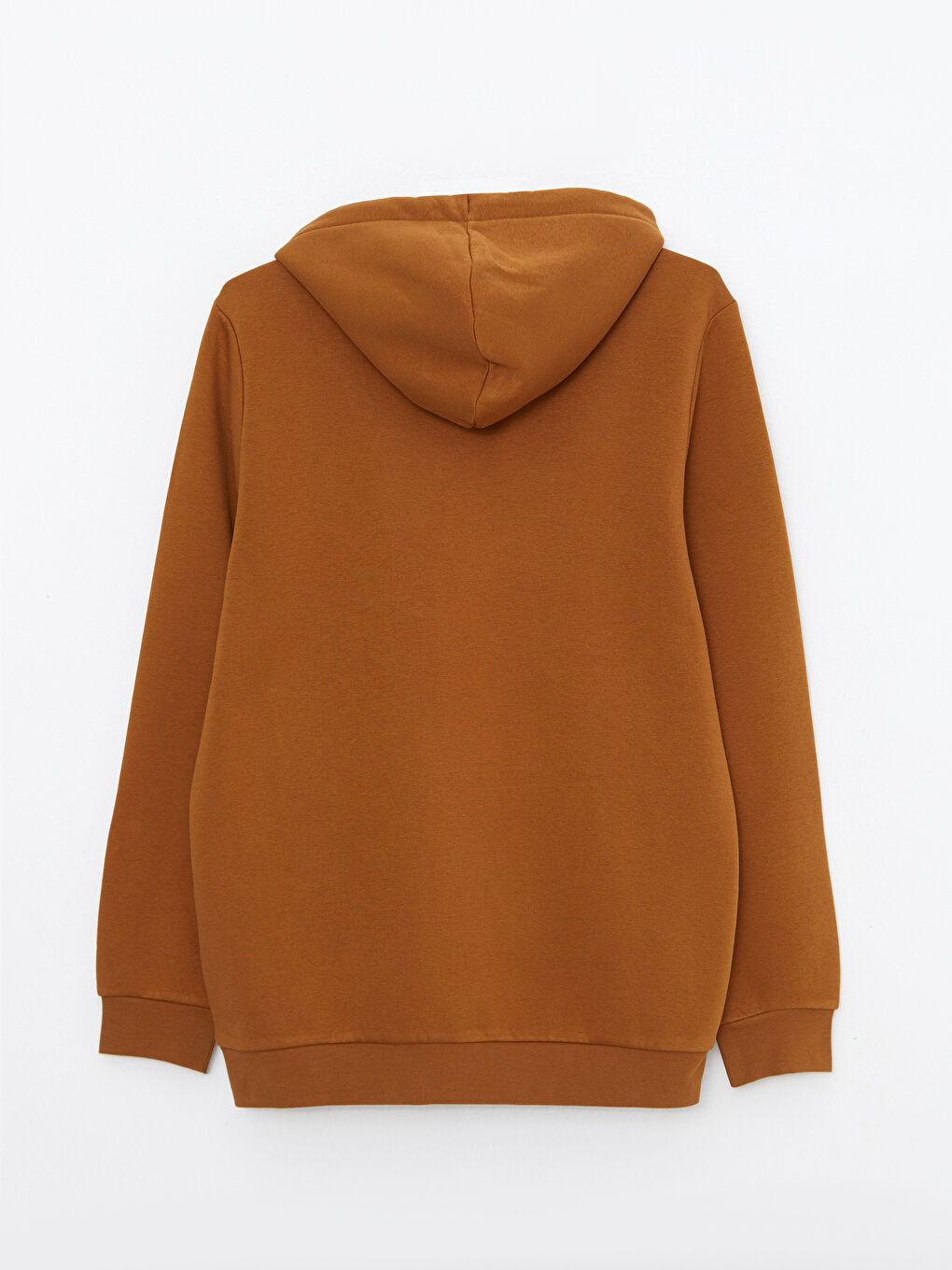 Kahverengi Uzun Kollu Baskılı Erkek Kalın Hoodie-6