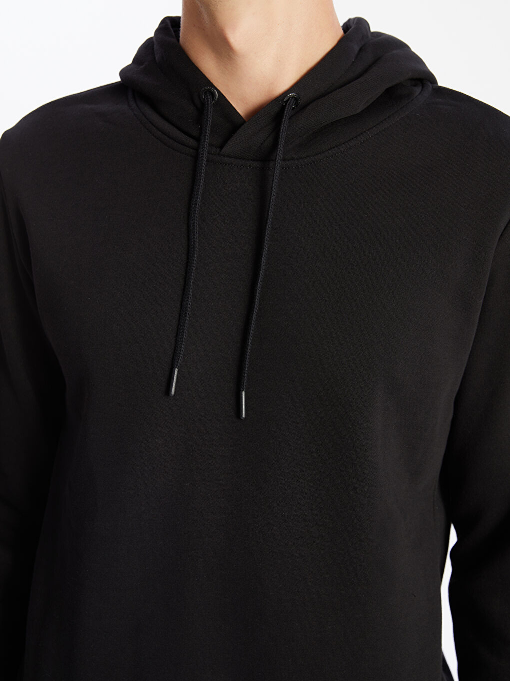 LCWAIKIKI Basic Siyah Uzun Kollu Erkek Kalın Hoodie - 2