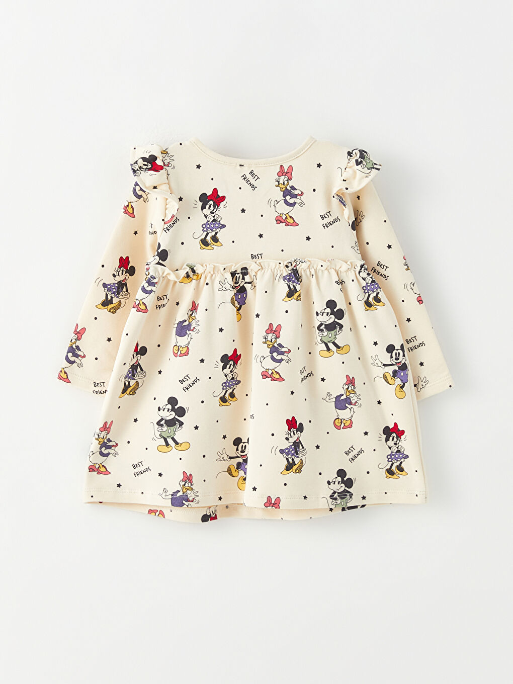 فستان ياقة دائرية كم طويل مطبوع ديزني قطن بنات رضع-2