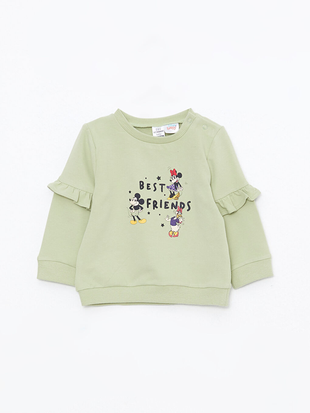 Свитшот с круглым вырезом, длинным рукавом и принтом для малышек девочек-1