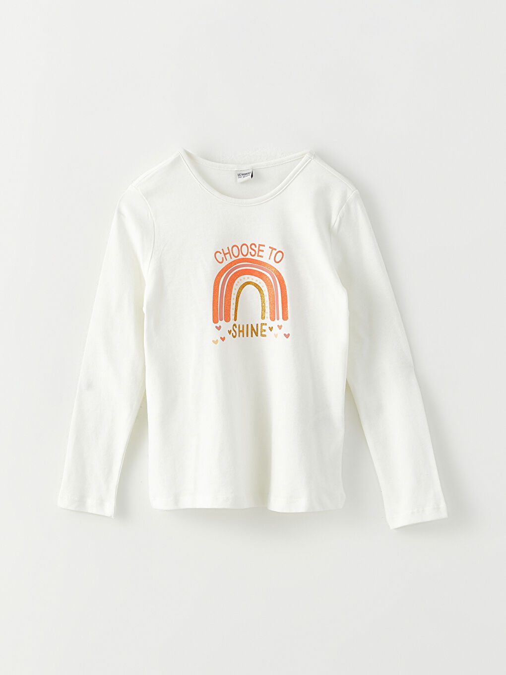LCW Kids Crew Neck Printed Long Sleeve Cotton Girl T-shirt -W2CF35Z4-R9J