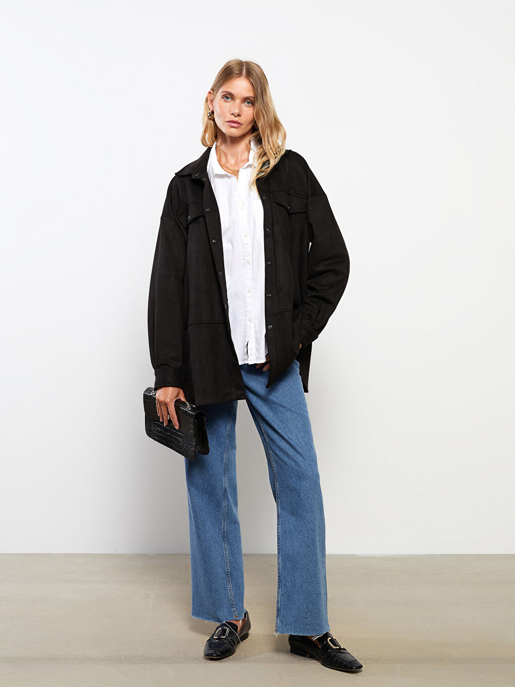 LCWAIKIKI Classic Collared Neck Women's Faux Suede Jacket -W2CF51Z8-CVL