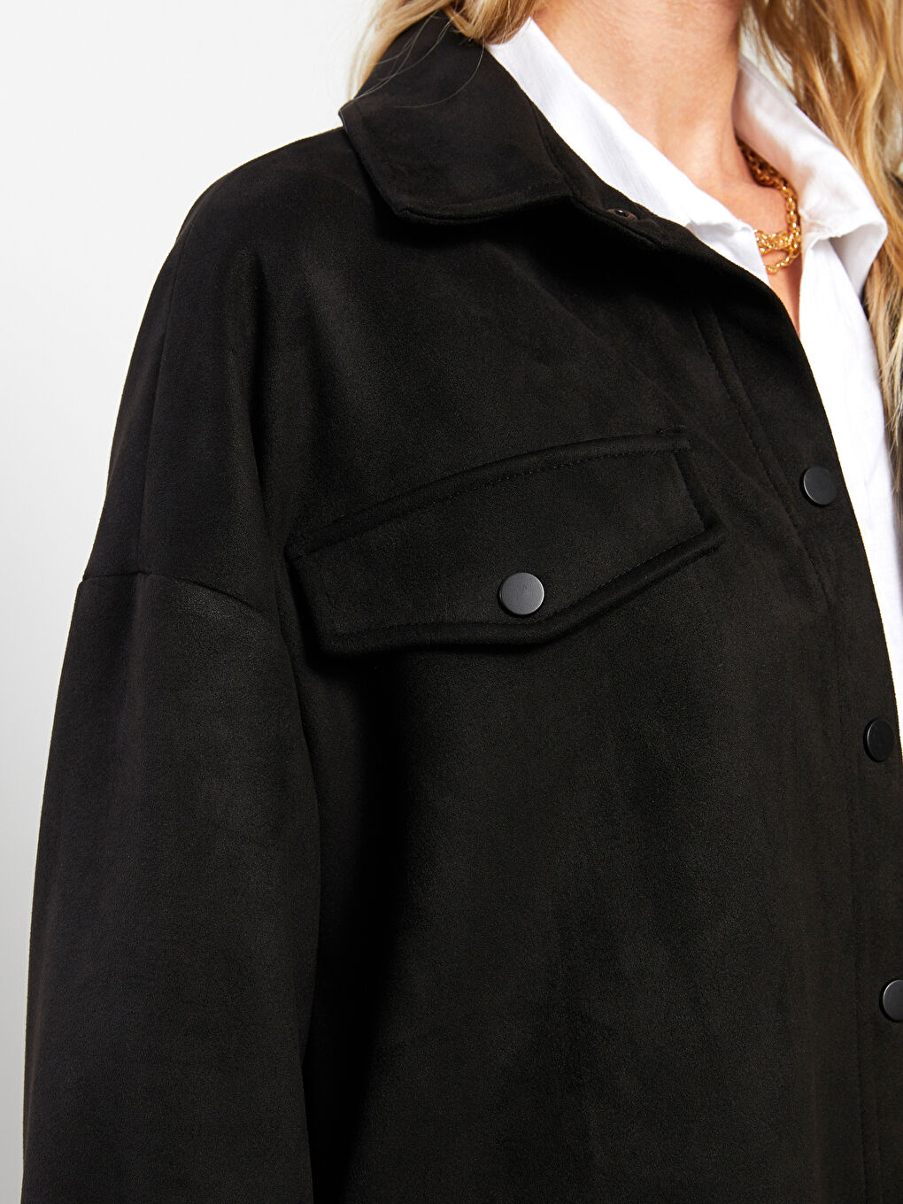 LCWAIKIKI Classic Collared Neck Women's Faux Suede Jacket -W2CF51Z8-CVL